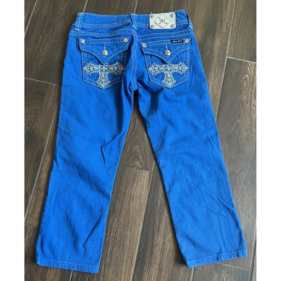 Miss Me Jeans Cuffed Royal Blue Capri Sz 26X21.5 - Picture 5 of 7